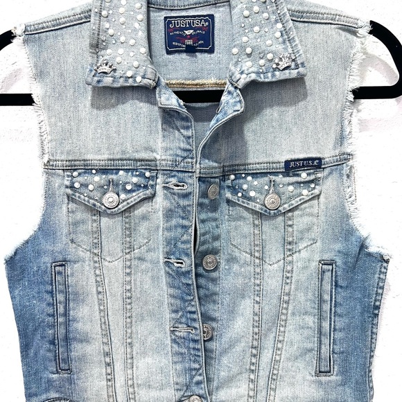 Just USA Authentic Denim vest embellished S - Picture 5 of 8
